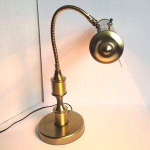 Mid Century Brass Table Lamp Art Deco Reading Light Adjustable Office Vtg MCM